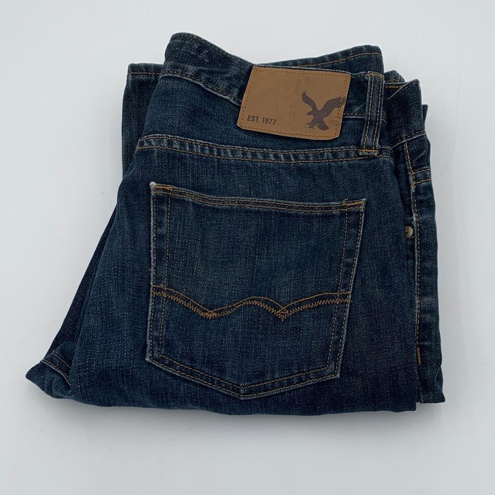 American Eagle Outfitters Men's Dark Blue Straight Jeans 30/32